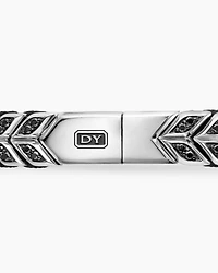 Chevron Woven Bracelet Sterling Silver with Black Diamonds and Nylon