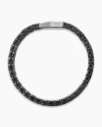 Chevron Woven Bracelet in Black Titanium and Black Nylon, 9mm