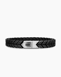 Chevron Woven Bracelet in Black Titanium and Black Nylon, 9mm