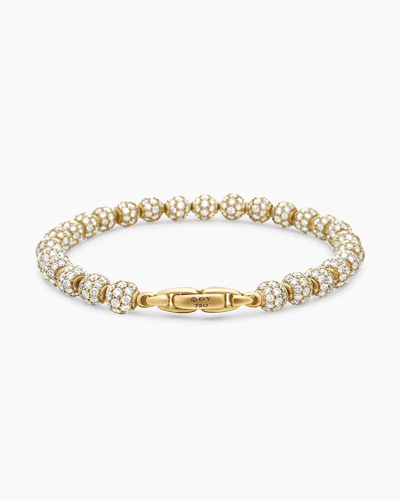 Spiritual Beads Bracelet in 18K Yellow Gold and Pavé Diamonds, 6mm