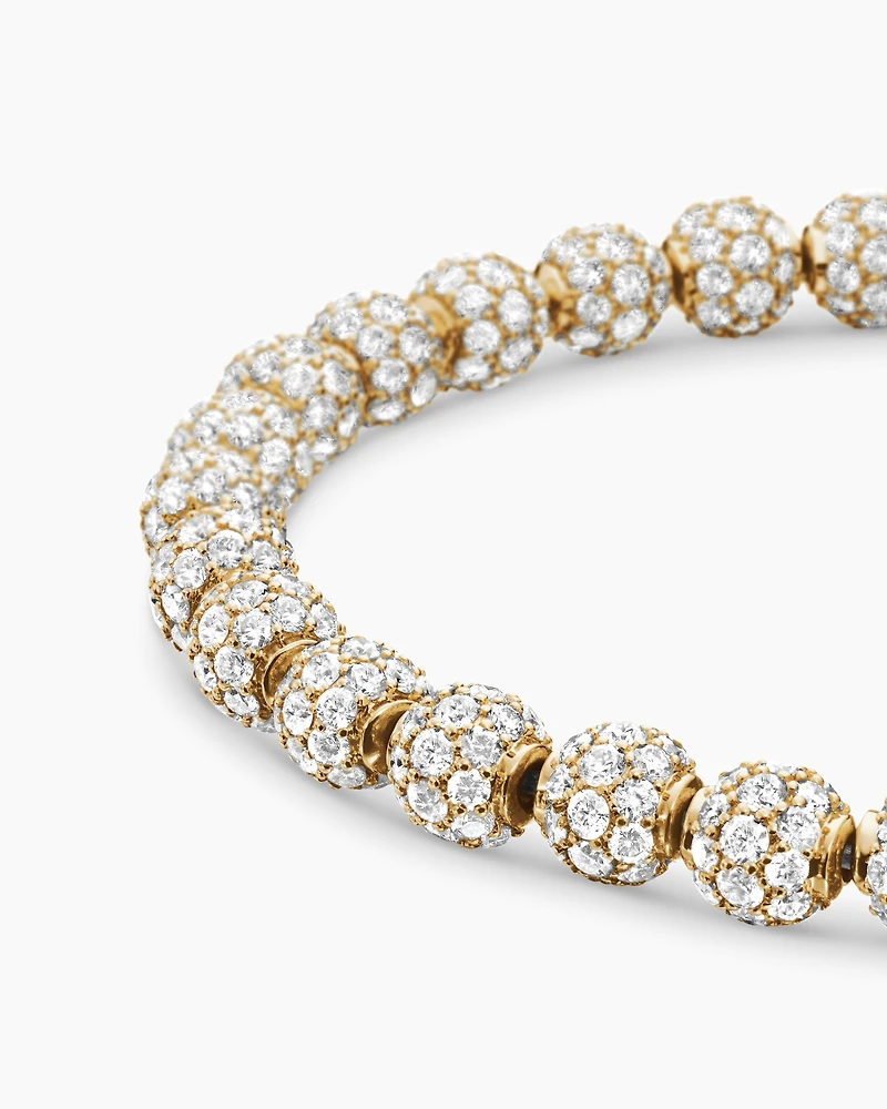 Spiritual Beads Bracelet in 18K Yellow Gold and Pavé Diamonds, 6mm