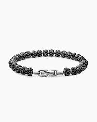 Spiritual Beads Bracelet in Sterling Silver with Pavé Black Diamonds, 6mm