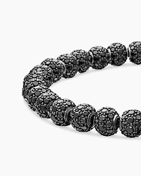 Spiritual Beads Bracelet in Sterling Silver with Pavé Black Diamonds, 6mm