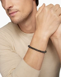 Spiritual Beads Bracelet in Sterling Silver with Pavé Black Diamonds, 6mm