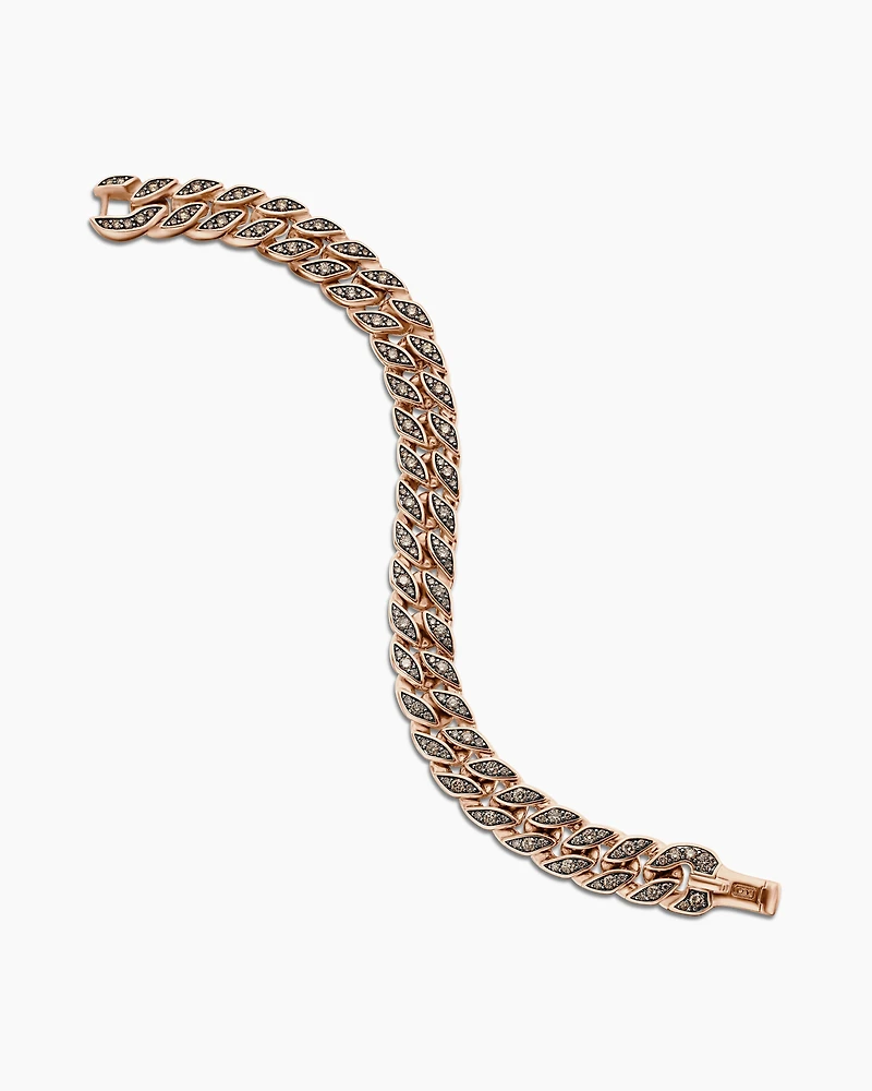 Curb Chain Bracelet in 18K Rose Gold with Cognac Diamonds, 11.5mm