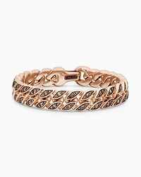 Curb Chain Bracelet in 18K Rose Gold with Cognac Diamonds, 11.5mm