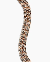 Curb Chain Bracelet in 18K Rose Gold with Cognac Diamonds, 11.5mm