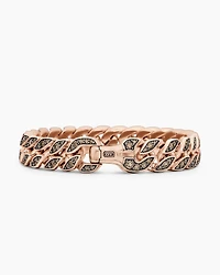 Curb Chain Bracelet in 18K Rose Gold with Cognac Diamonds, 11.5mm