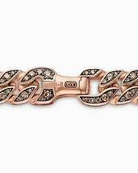 Curb Chain Bracelet in 18K Rose Gold with Cognac Diamonds, 11.5mm