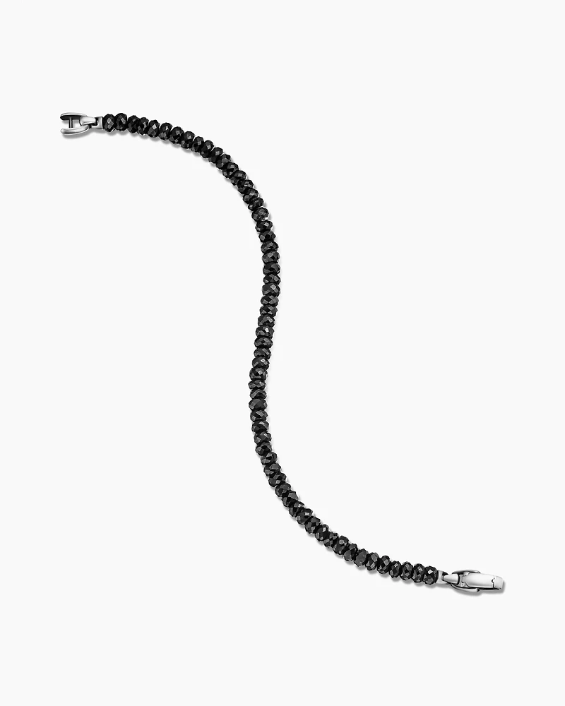Spiritual Beads Faceted Bracelet Sterling Silver with Black Spinel, 5mm