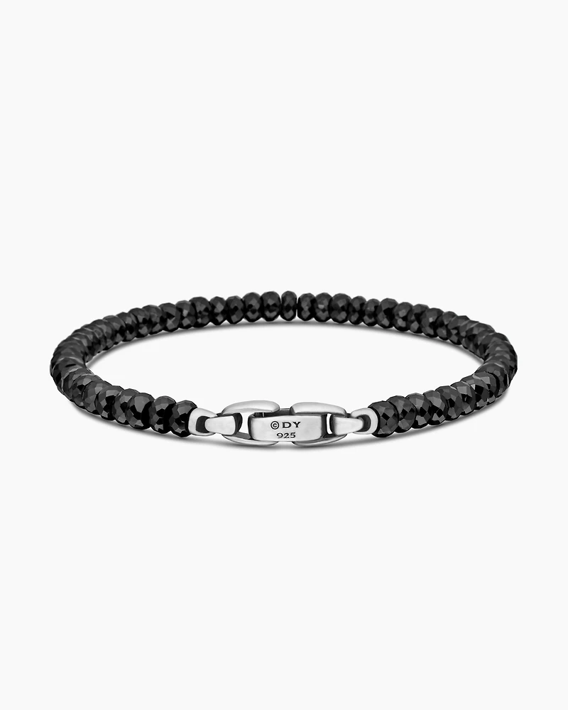 Spiritual Beads Faceted Bracelet Sterling Silver with Black Spinel, 5mm