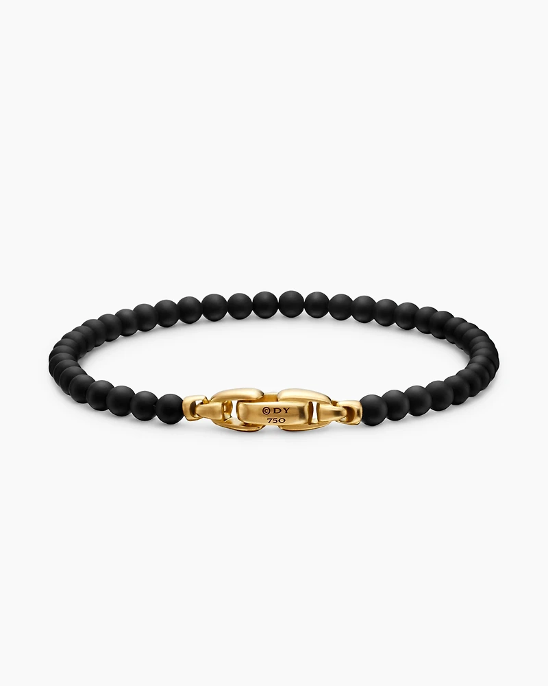 Spiritual Beads Bracelet with Pavé and 18K Yellow Gold, 6mm