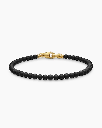 Spiritual Beads Bracelet with Pavé and 18K Yellow Gold, 6mm