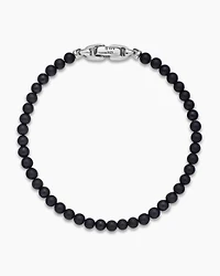 Spiritual Beads Bracelet Black Onyx with Sterling Silver, 4mm