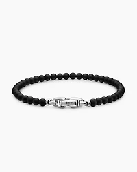 Spiritual Beads Bracelet Black Onyx with Sterling Silver, 4mm