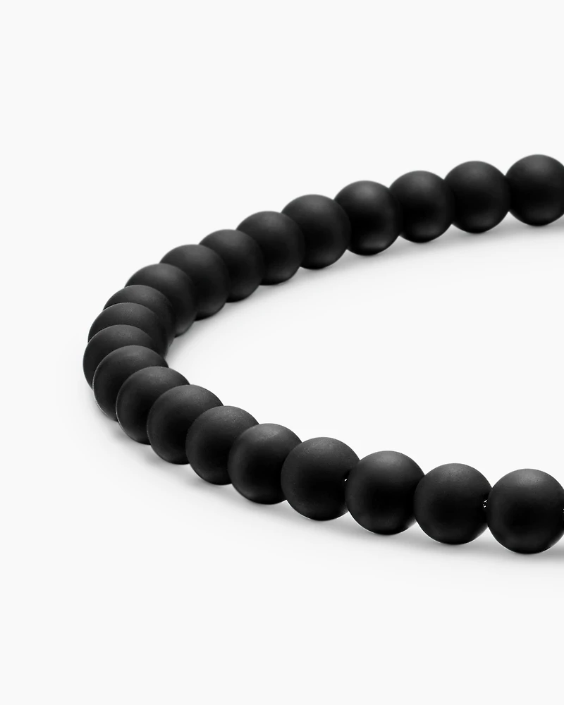 Spiritual Beads Bracelet Black Onyx with Sterling Silver, 4mm