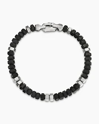 Hex Bead Bracelet Sterling Silver with Black Onyx, 6mm