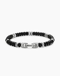 Hex Bead Bracelet Sterling Silver with Black Onyx, 6mm