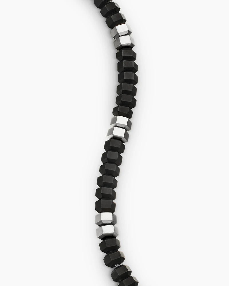 Hex Bead Bracelet Sterling Silver with Black Onyx, 6mm