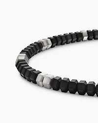 Hex Bead Bracelet Sterling Silver with Black Onyx, 6mm