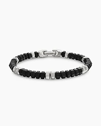 Hex Bead Bracelet Sterling Silver with Black Onyx, 6mm
