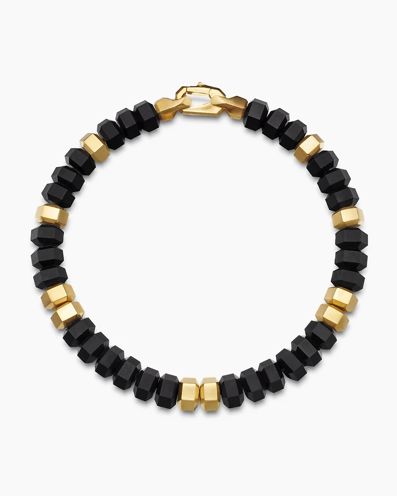 Hex Bead Bracelet with 18K Yellow Gold