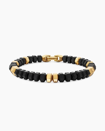 Hex Bead Bracelet with 18K Yellow Gold