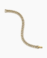 Curb Chain Bracelet in 18K Yellow Gold with Diamonds, 8mm