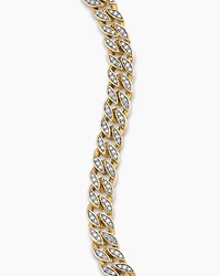 Curb Chain Bracelet in 18K Yellow Gold with Diamonds, 8mm