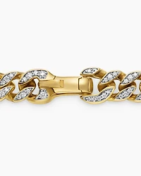Curb Chain Bracelet in 18K Yellow Gold with Diamonds, 8mm