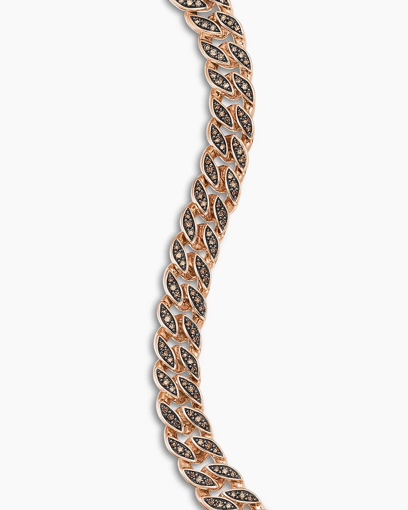 Curb Chain Bracelet 18K Rose Gold with Cognac Diamonds, 8mm