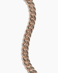 Curb Chain Bracelet 18K Rose Gold with Cognac Diamonds, 8mm