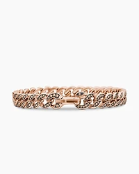 Curb Chain Bracelet 18K Rose Gold with Cognac Diamonds, 8mm