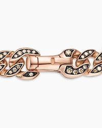 Curb Chain Bracelet 18K Rose Gold with Cognac Diamonds, 8mm