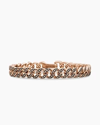 Curb Chain Bracelet 18K Rose Gold with Cognac Diamonds, 8mm
