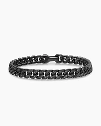 Curb Chain Bracelet Black Titanium with Diamonds, 8mm