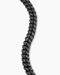 Curb Chain Bracelet Black Titanium with Diamonds, 8mm