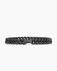 Curb Chain Bracelet Black Titanium with Diamonds, 8mm