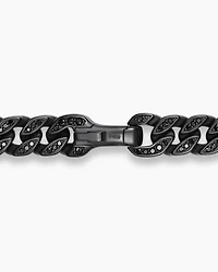 Curb Chain Bracelet Black Titanium with Diamonds, 8mm