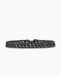Curb Chain Bracelet Black Titanium with Diamonds, 8mm