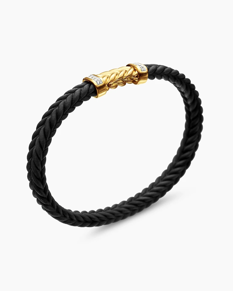 Chevron Rubber Bracelet with 18K Yellow Gold