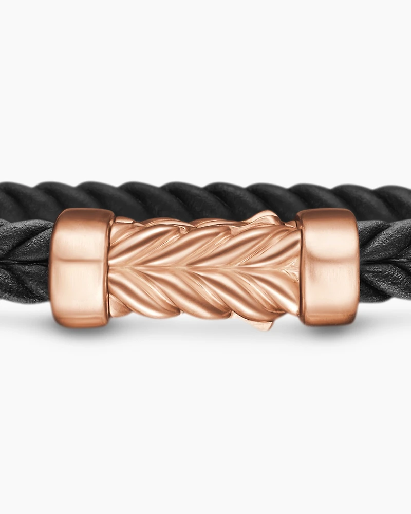 Chevron Bracelet in Black Rubber with 18K Rose Gold, 6mm