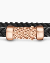 Chevron Bracelet in Black Rubber with 18K Rose Gold, 6mm