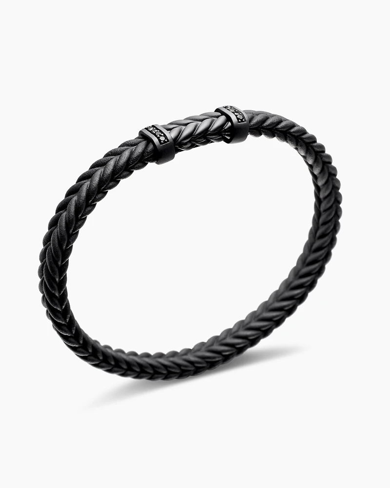 Chevron Bracelet Black Rubber with Titanium and Diamonds