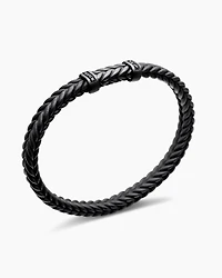 Chevron Bracelet Black Rubber with Titanium and Diamonds