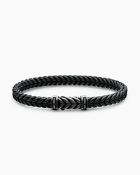 Chevron Bracelet Black Rubber with Titanium and Diamonds
