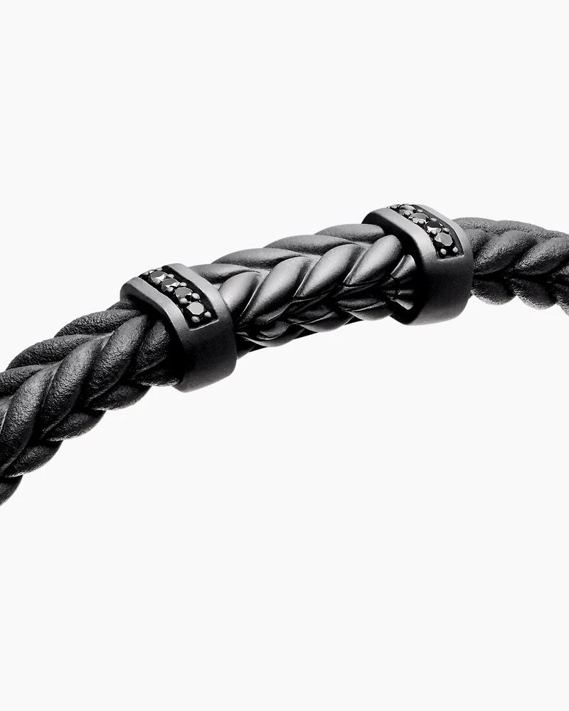 Chevron Bracelet Black Rubber with Titanium and Diamonds