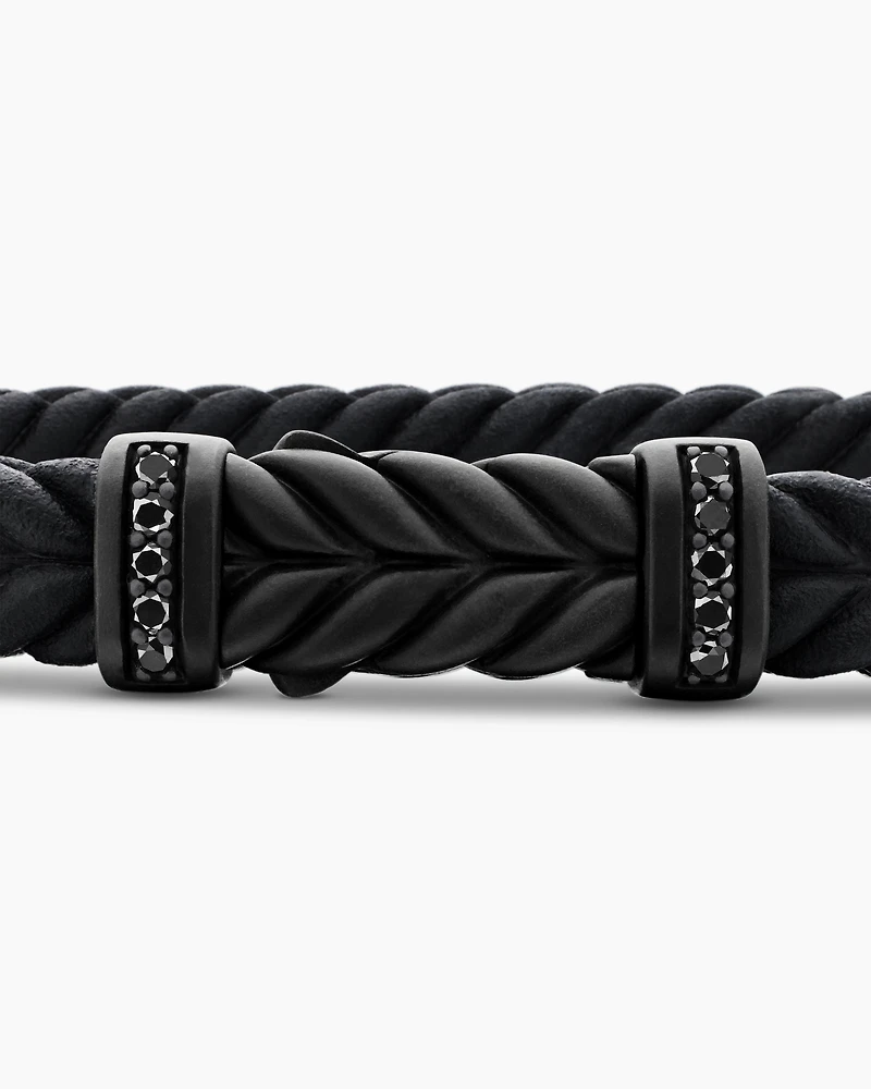 Chevron Bracelet Black Rubber with Titanium and Diamonds