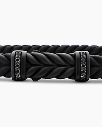 Chevron Bracelet Black Rubber with Titanium and Diamonds