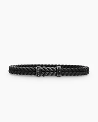 Chevron Bracelet Black Rubber with Titanium and Diamonds